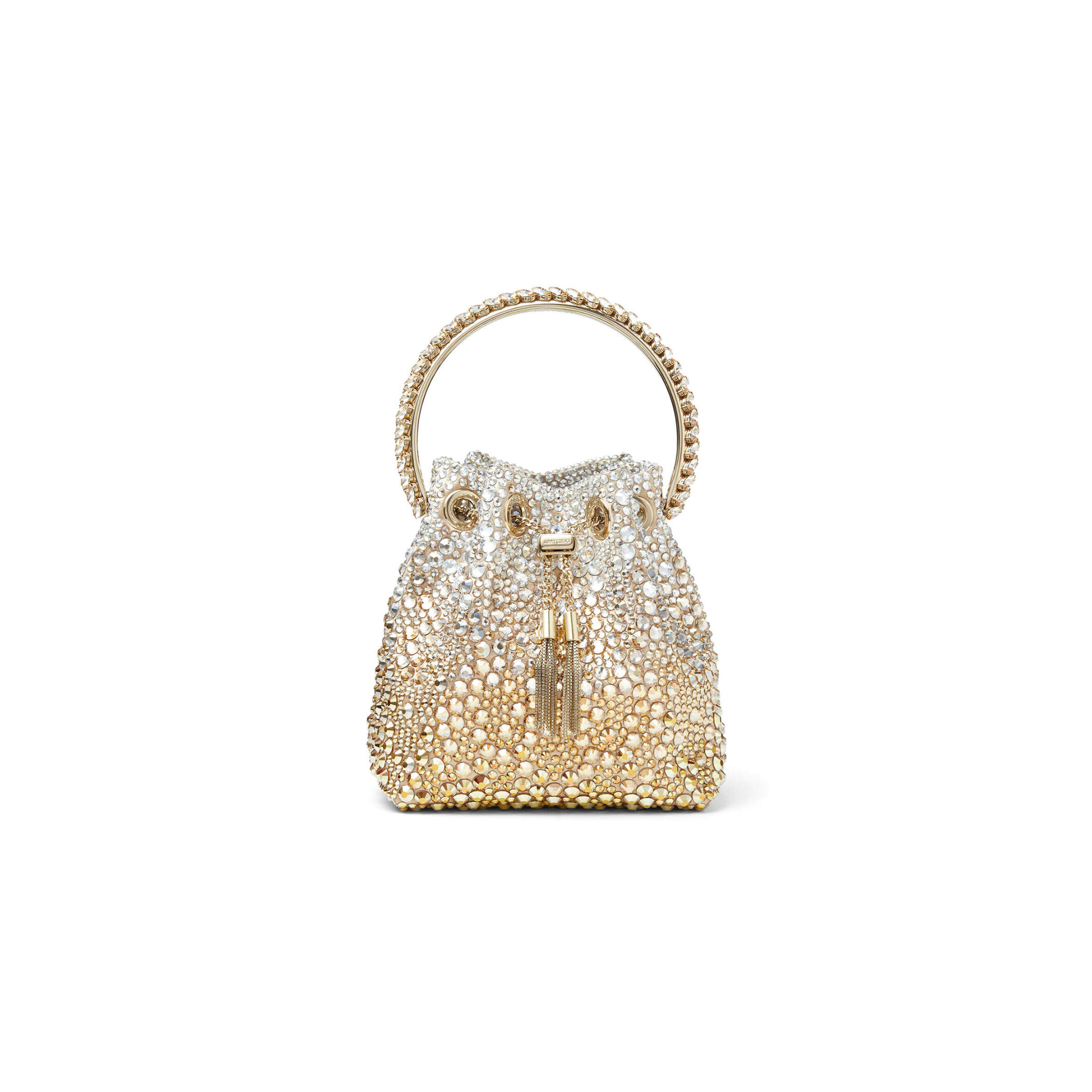 J1m*y Ch00 bon bon gold satin crystal handbag bonbonxdr (15*14*9.5cm)